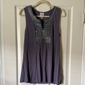 Purple Embellished Tank Top